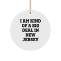 New Jersey Gifts for Men and Women - Funny 'I Am Kind Of A Prime Selection In New Jersey' Circle Ornament, Christmas Unique Gifts from Friends and Family - Image 1