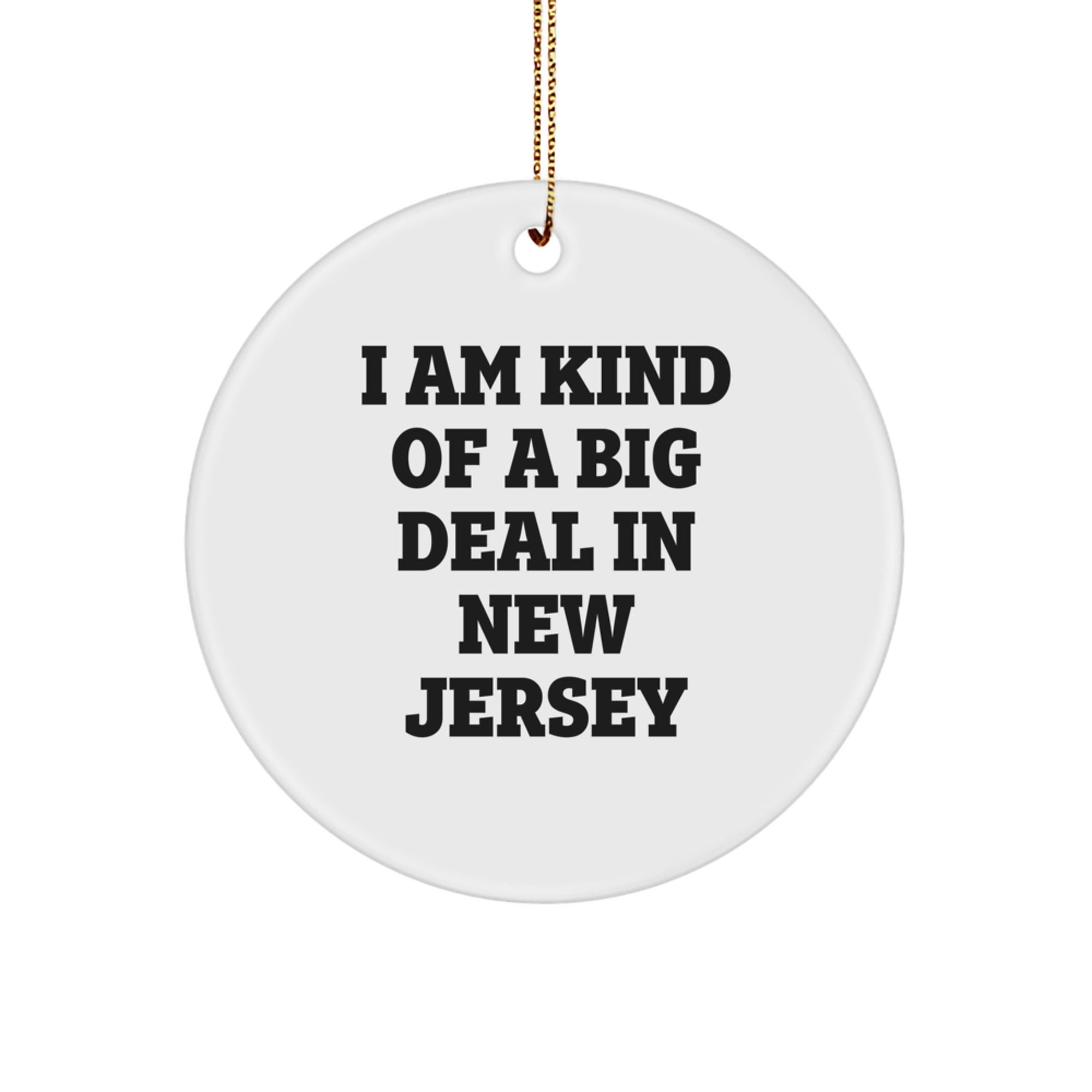 New Jersey Gifts for Men and Women - Funny 'I Am Kind Of A Prime Selection In New Jersey' Circle Ornament, Christmas Unique Gifts from Friends and Family - Image 1