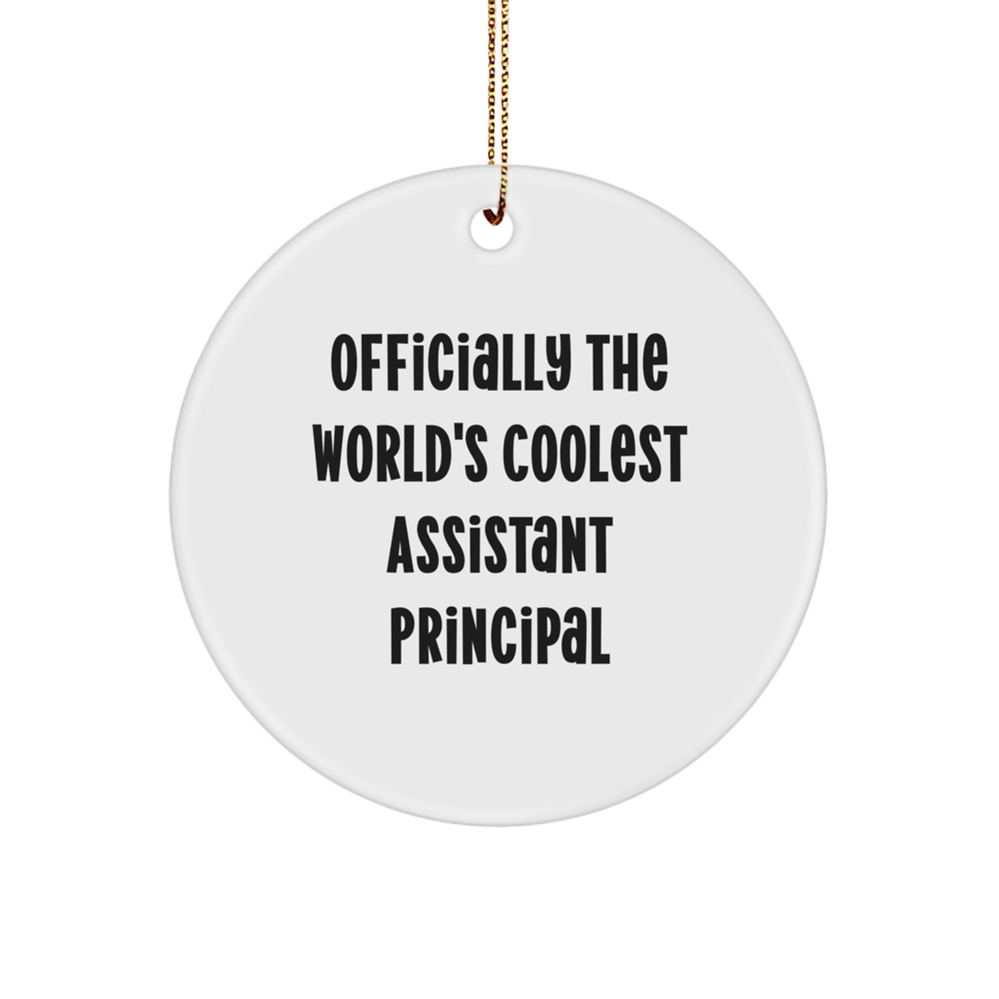 Funny Assistant Principal Gifts for Men - Officially The World's Coolest Assistant Principal, Circle Ornament, Christmas Unique Gifts from Friends, Family - Image 1
