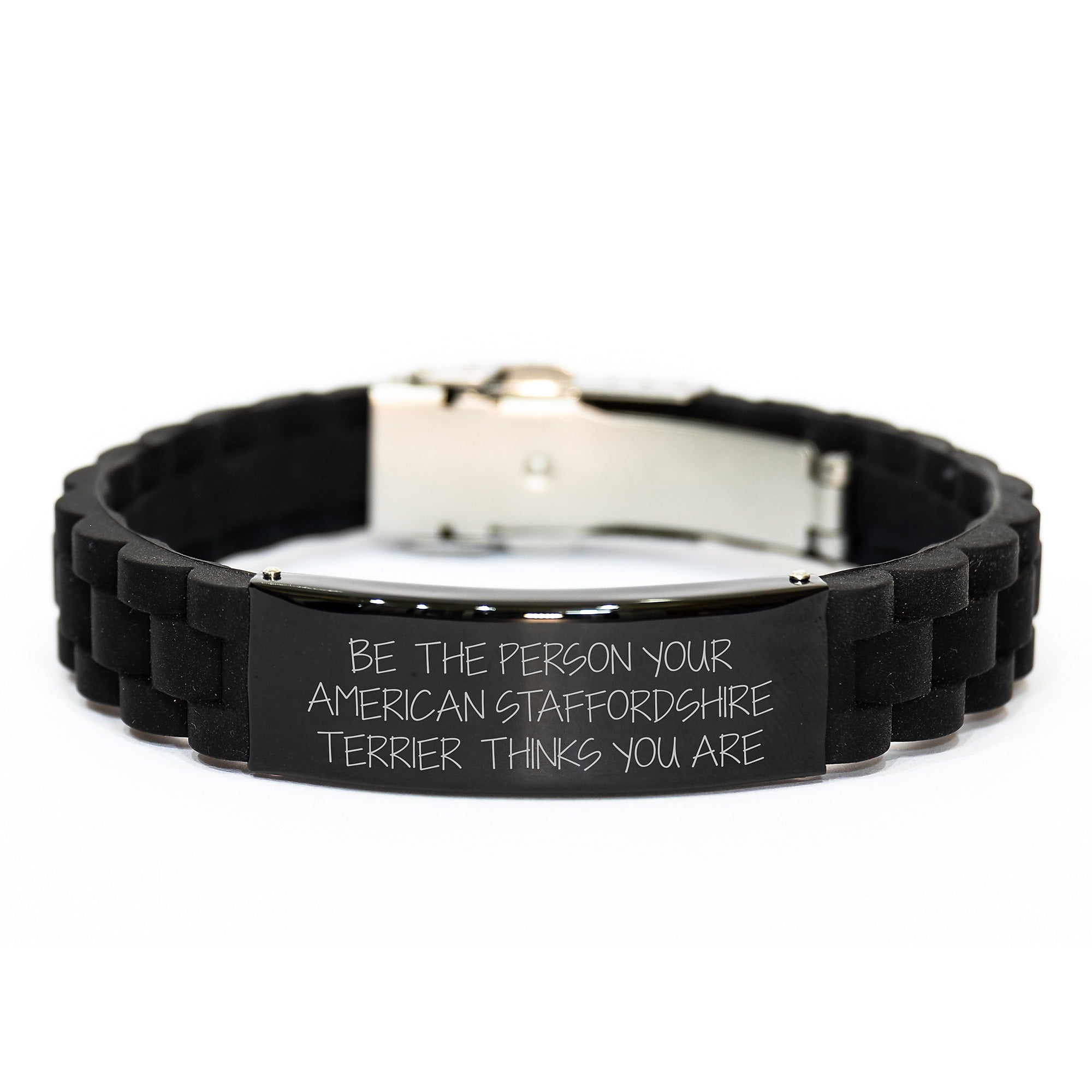 Funny American Staffordshire Terrier Dog Gifts from Men for Birthday Unique Presents Glide lock Clasp Bracelet - Image 1