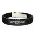 Funny Pediatrician Gifts - Personalized Glide lock Clasp Bracelet for Graduation - 'I May Be A Pediatrician, But I Can't Fix Stupid People' Quote - Image 1