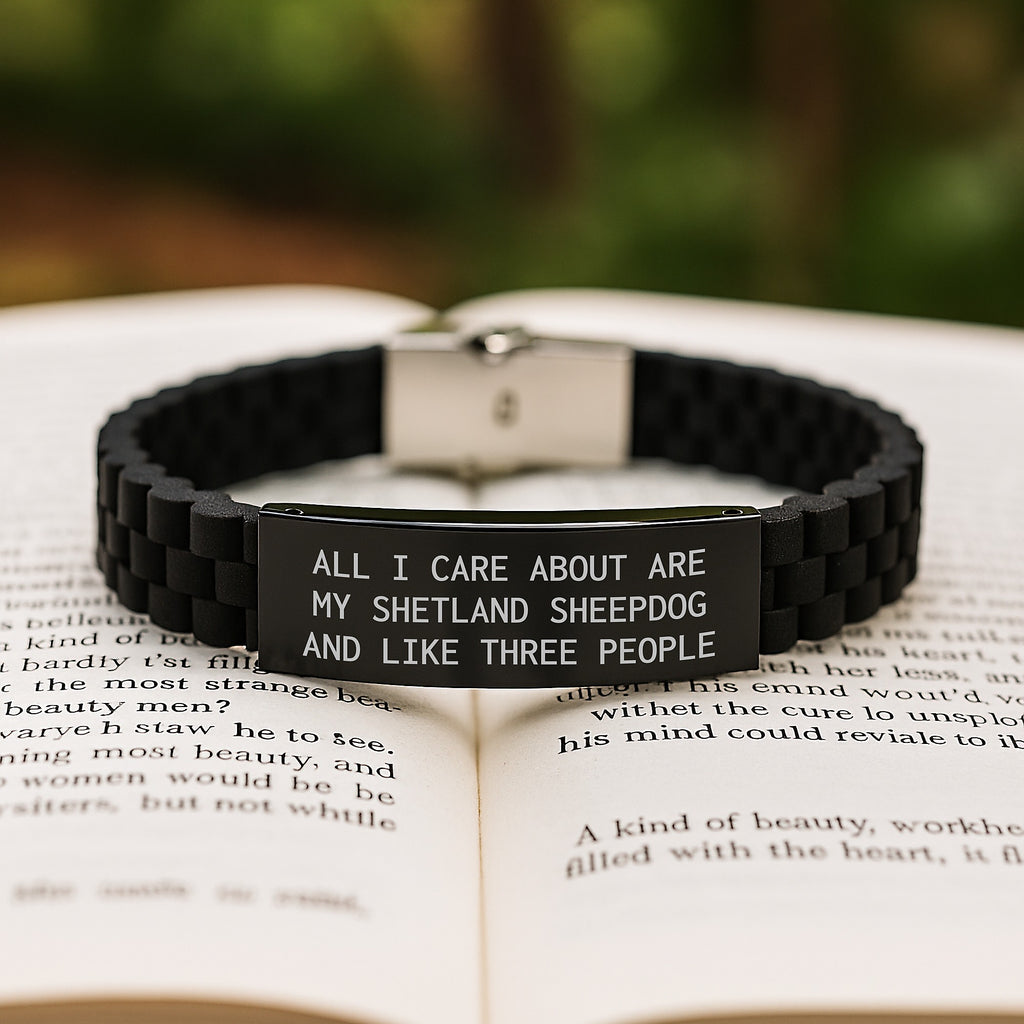 Funny Shetland Sheepdog Enthusiast Gifts from Friends for Men Birthday Unique Shetland Sheepdog Lover Glide lock Clasp Bracelet - Image 2