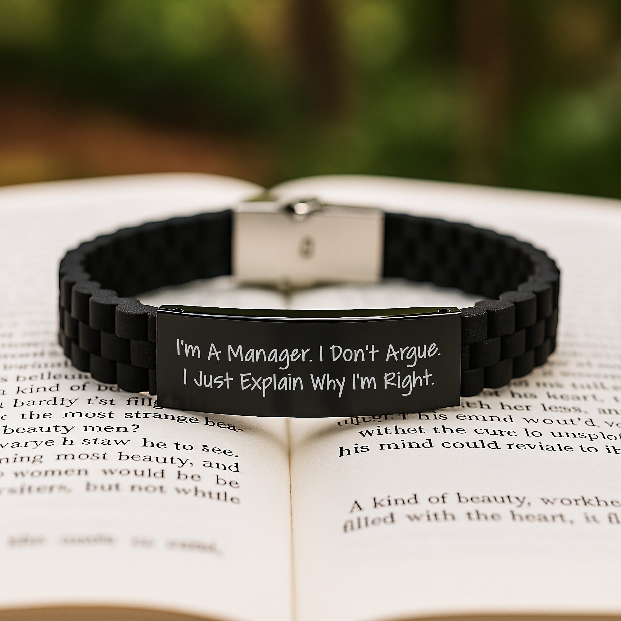 Funny Manager Gifts, I'm A Manager. I Don't Argue. I Just Explain Why I'm Right., Glide lock Clasp Bracelet for Graduation Unique Gifts from Family - Image 2
