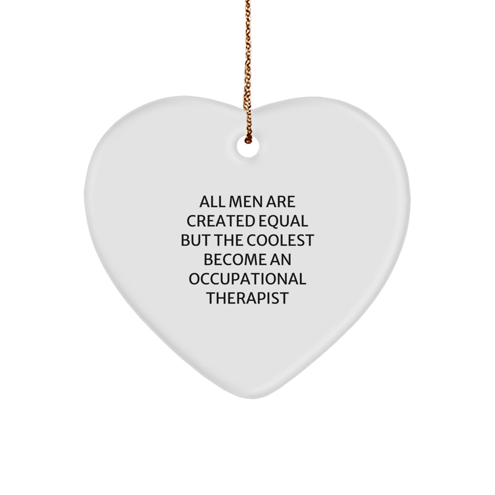 Funny Occupational Therapist Gifts from Men - Unique Heart Ornament, 'All Men Are Created Equal But The Coolest Become An Occupational Therapist', Christmas Unique Gifts for Women - Image 1