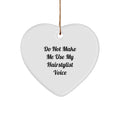 Hairstylist Christmas Unique Gifts from Friends Heart Ornament - Funny Quote 'Do Not Make Me Use My Hairstylist Voice' for Decor - Image 1