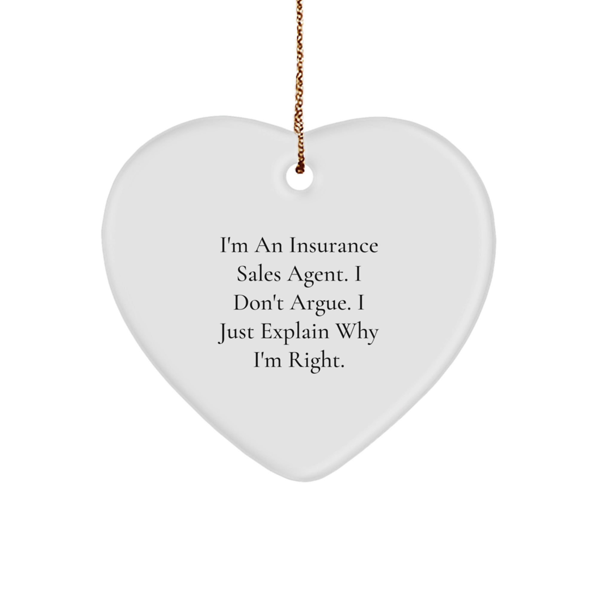 Funny Insurance Sales Agent Heart Ornament Gifts from Family to Insurance Sales Agent Men at Christmas Unique Gifts - Image 1