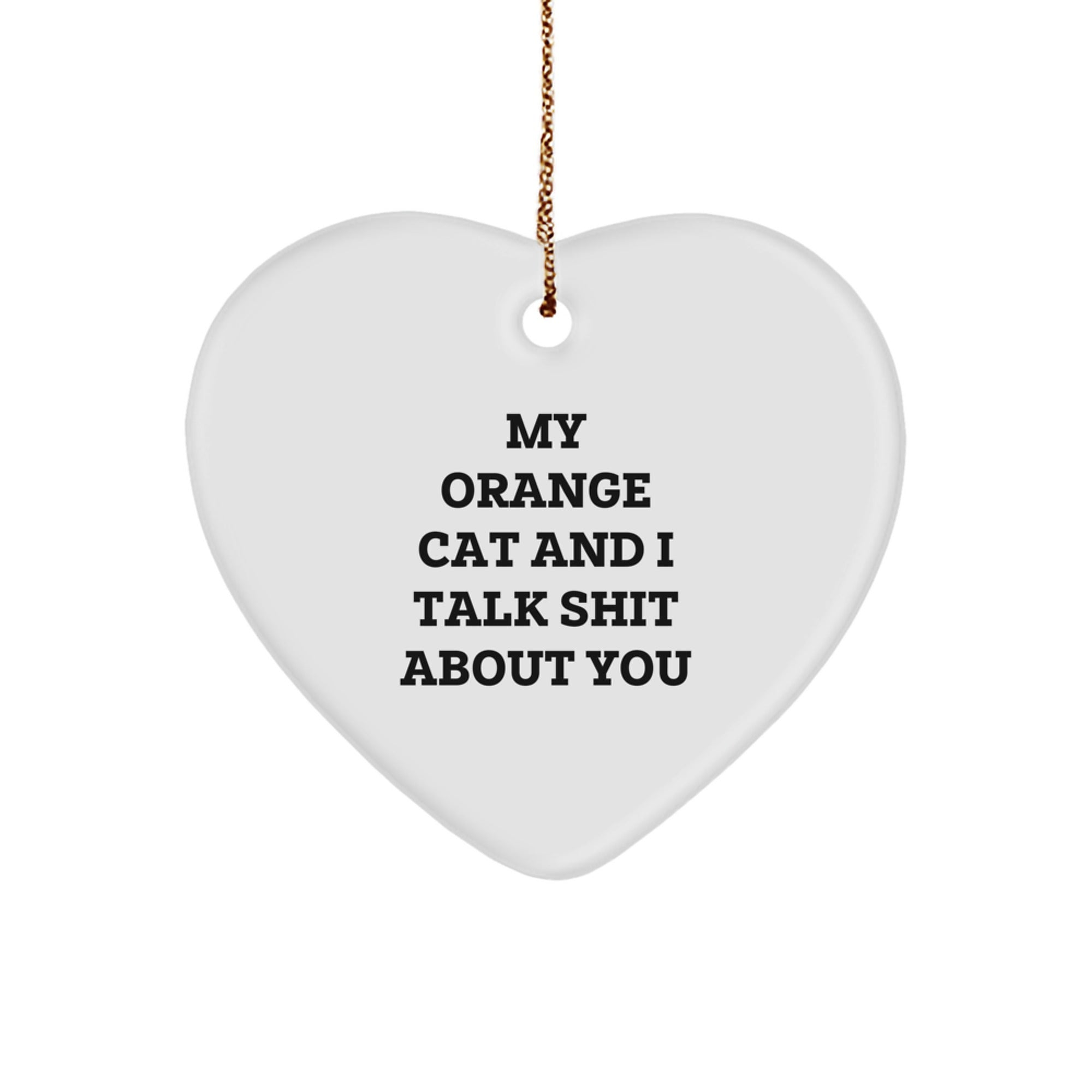 Orange Cat Christmas Unique Gift Funny Heart Ornament for Men Women Friends, Gifts from Family, Gifts for Orange Cat Lovers - Image 1