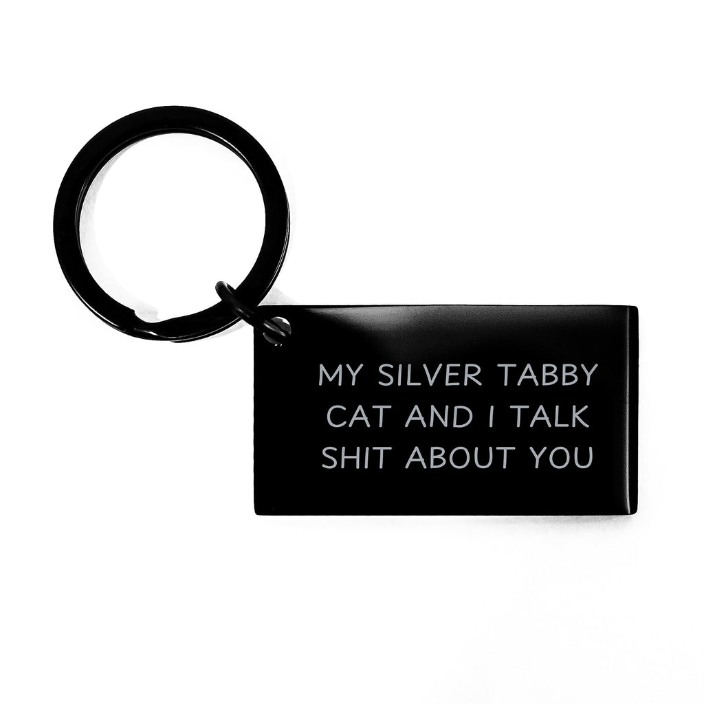 Funny Silver Tabby Cat Keychain Gifts from Men to Women for Mother's Day Unique - Image 1