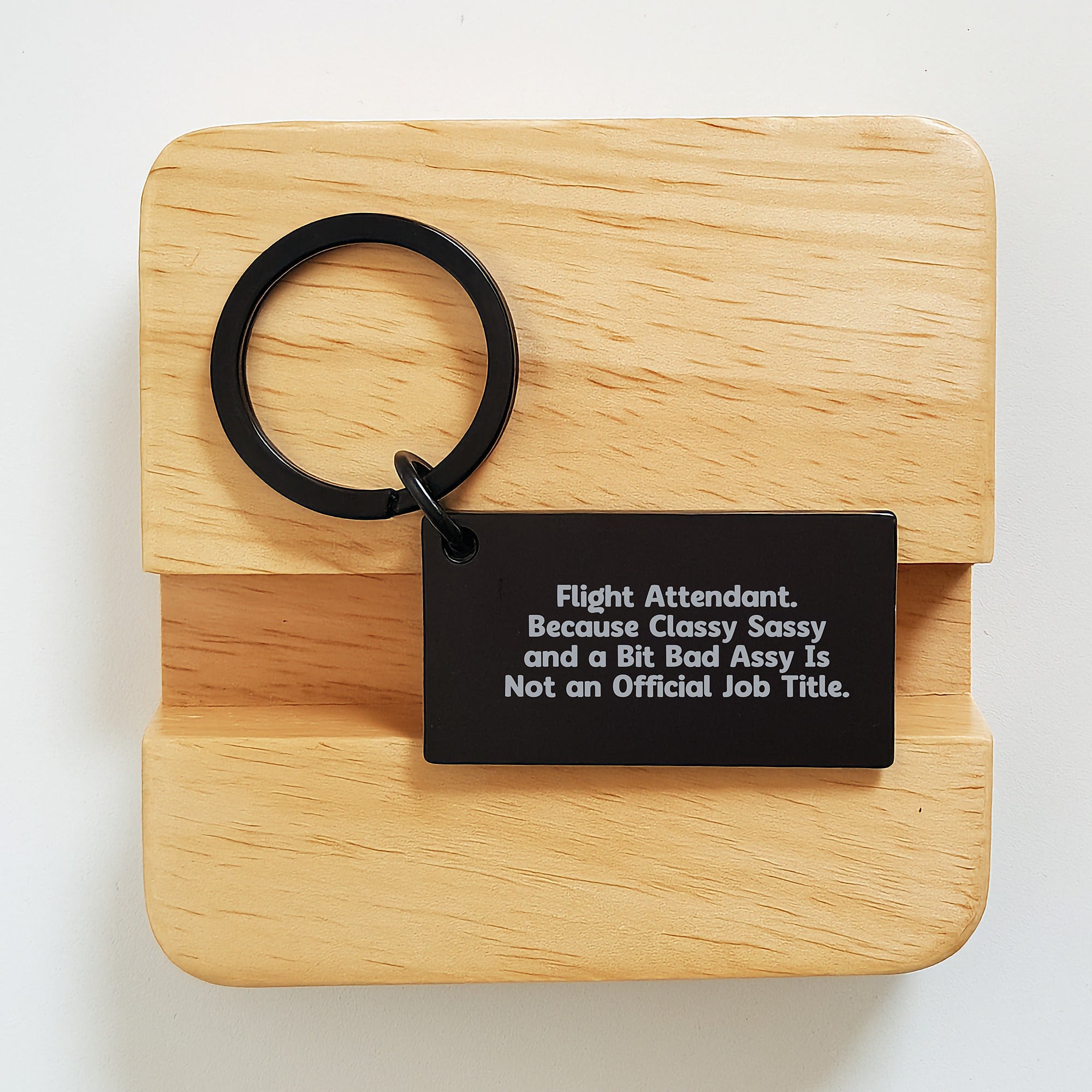 Funny Flight Attendant Gifts for Him Her Coworkers Friends Black Keychain Engraved - Image 2