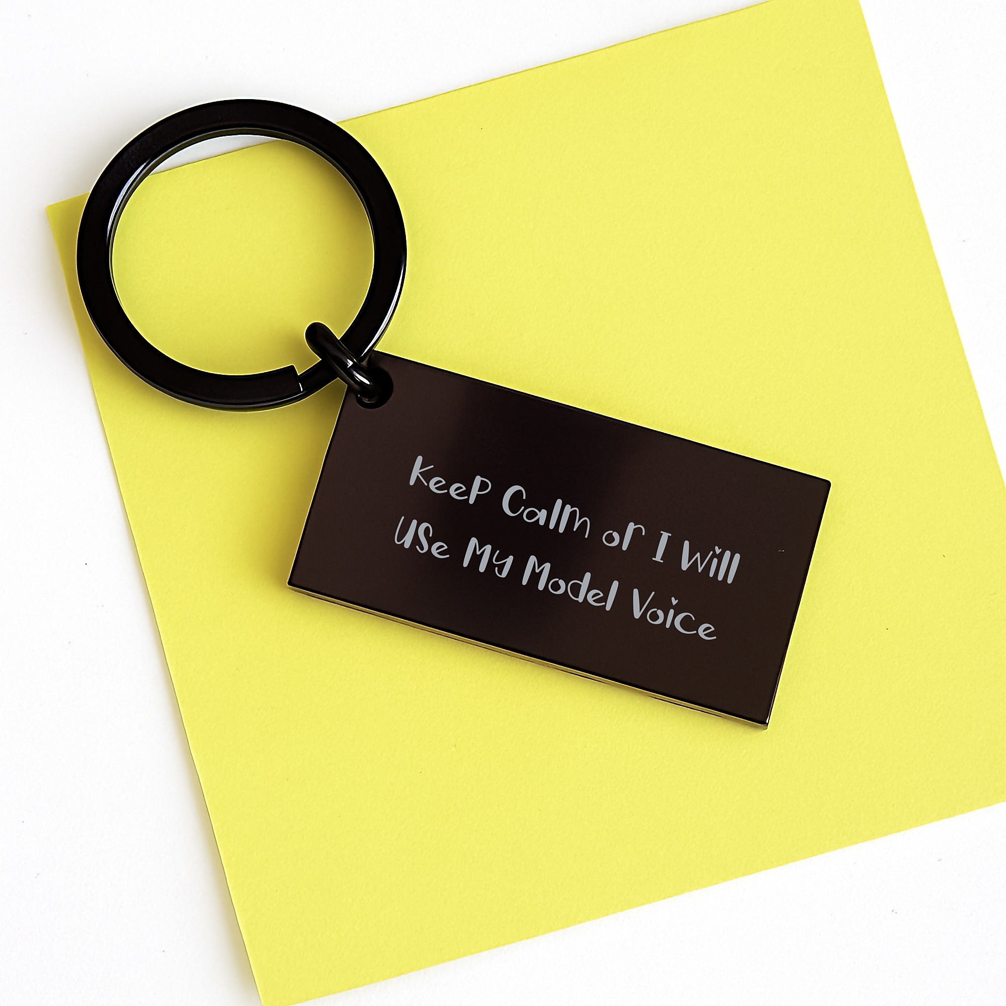 Funny Model Keychain, Keep Calm Or I Will Use My Model Voice, Unique Model Gifts for Men Father's Day - Image 3