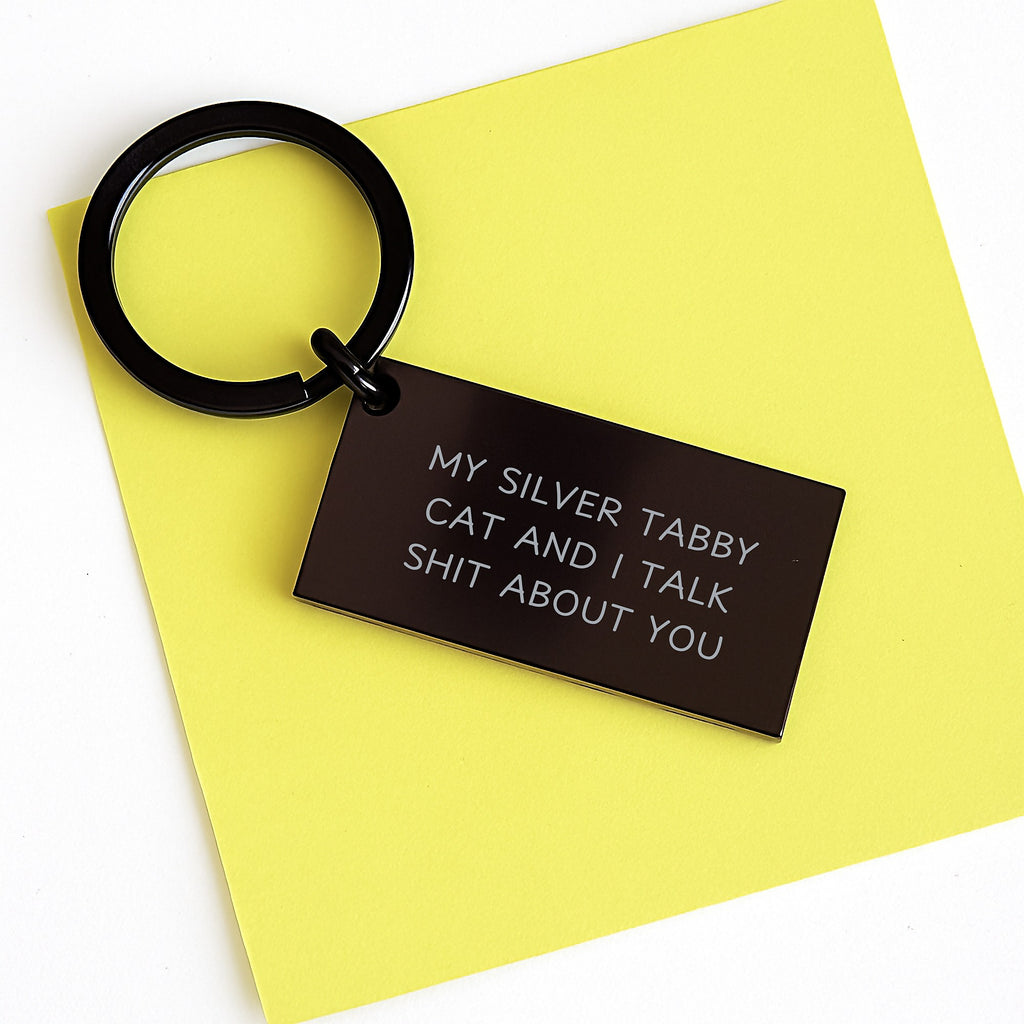 Funny Silver Tabby Cat Keychain Gifts from Men to Women for Mother's Day Unique - Image 3