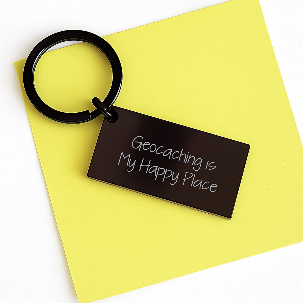 Geocaching Enthusiast Gifts - 'Geocaching Is My Happy Place' Keychain for Mom, Geocaching Adventure Gifts, Mother's Day Unique Gifts from Family - Image 3