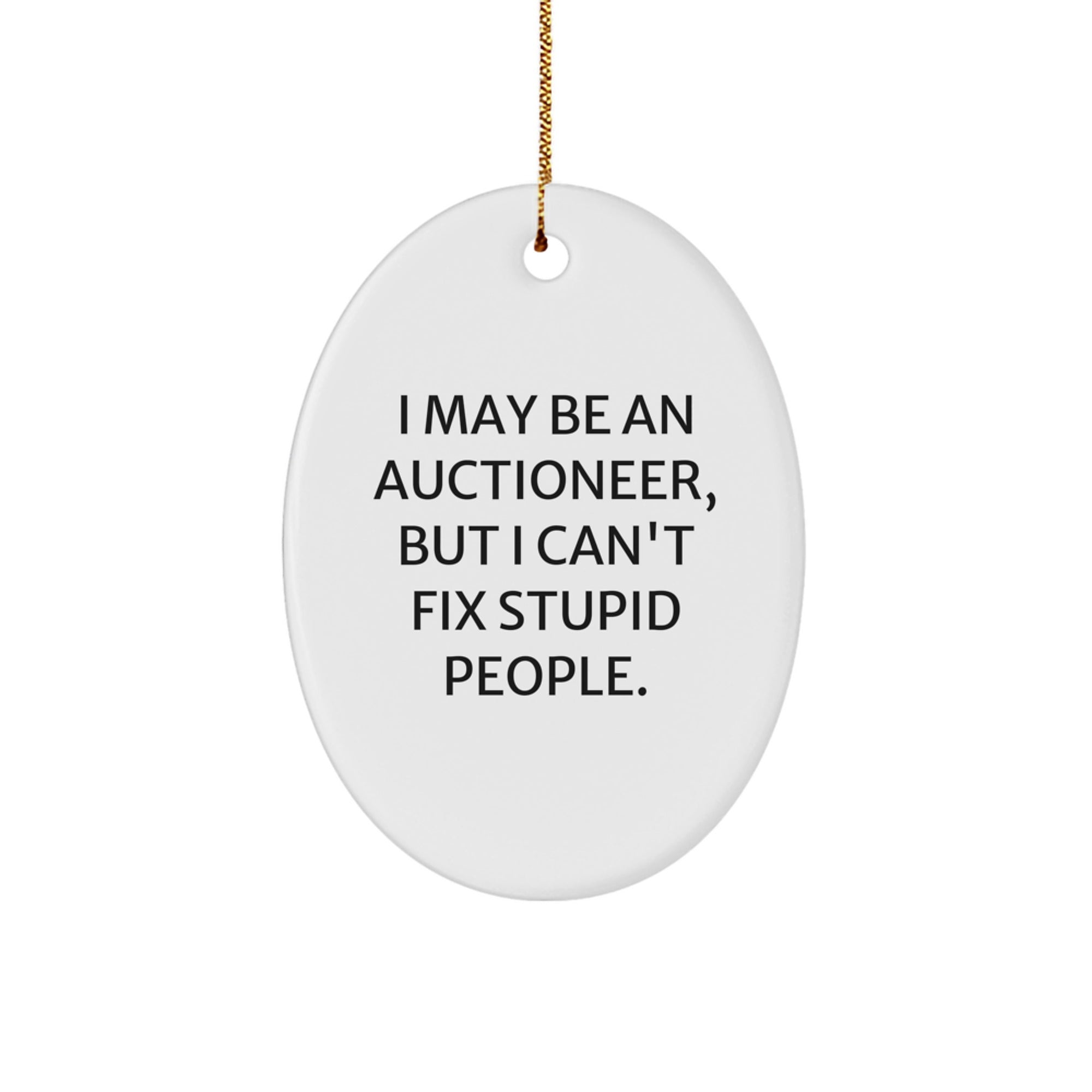 Funny Auctioneer Oval Ornament Gifts from Friends for Men and Women - I May Be An Auctioneer, But I Can't Fix Stupid People. - Christmas Unique Gifts for Auctioneer Enthusiasts - Image 1