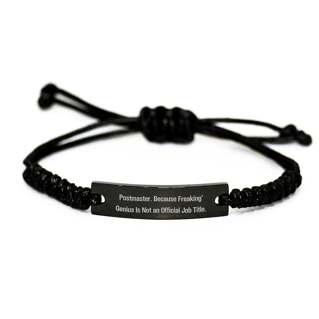 Funny Quote Rope Bracelets for Postmaster Gifts from Mom on Mother's Day, Adjustable Black Stainless Steel with Interlaced Rope - Image 1
