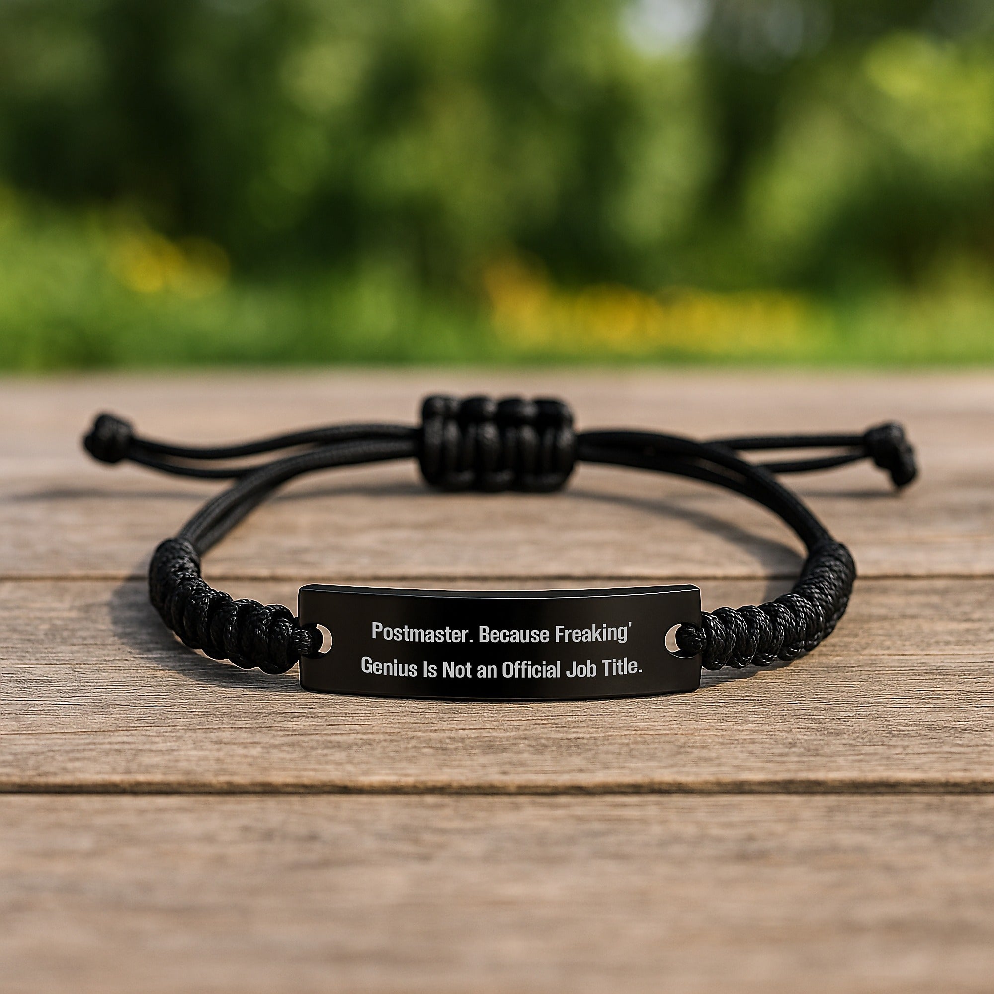 Funny Quote Rope Bracelets for Postmaster Gifts from Mom on Mother's Day, Adjustable Black Stainless Steel with Interlaced Rope - Image 2