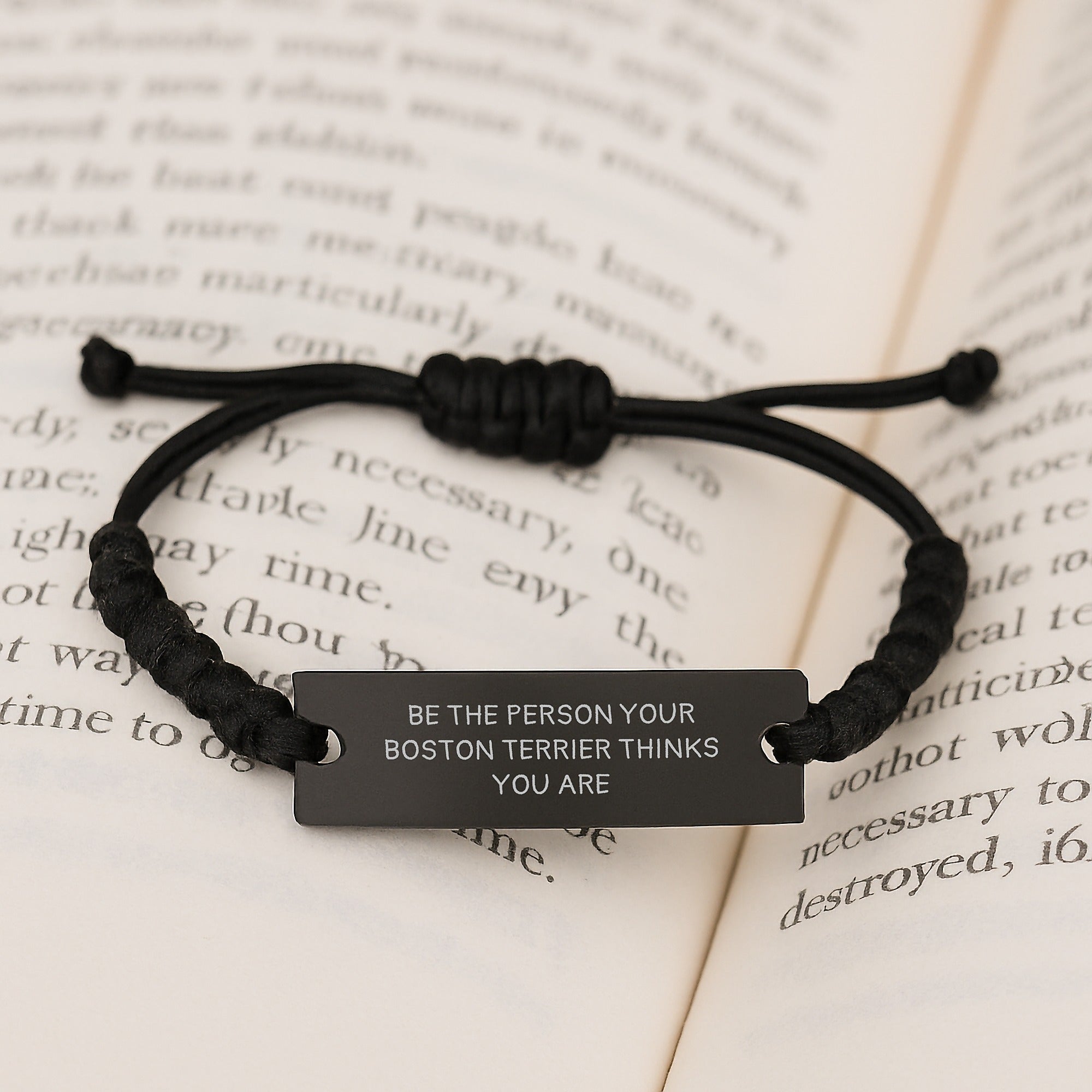 Boston Terrier Dog Rope Bracelet Funny Quote Gift for Friends Family Birthday - Image 3