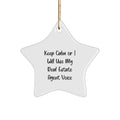 Funny Real Estate Agent Gifts, Men Christmas Unique Star Ornament for Real Estate Agent Friends, Gifts from Men, Women, Friends, or Family - Keep Calm Or I Will Use My Real Estate Agent Voice - Image 1
