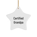 Funny Grandpa Gifts - Certified Grandpa Star Ornament for Christmas, Gifts from Family to Grandpa, Star Shaped White Decor - Image 1