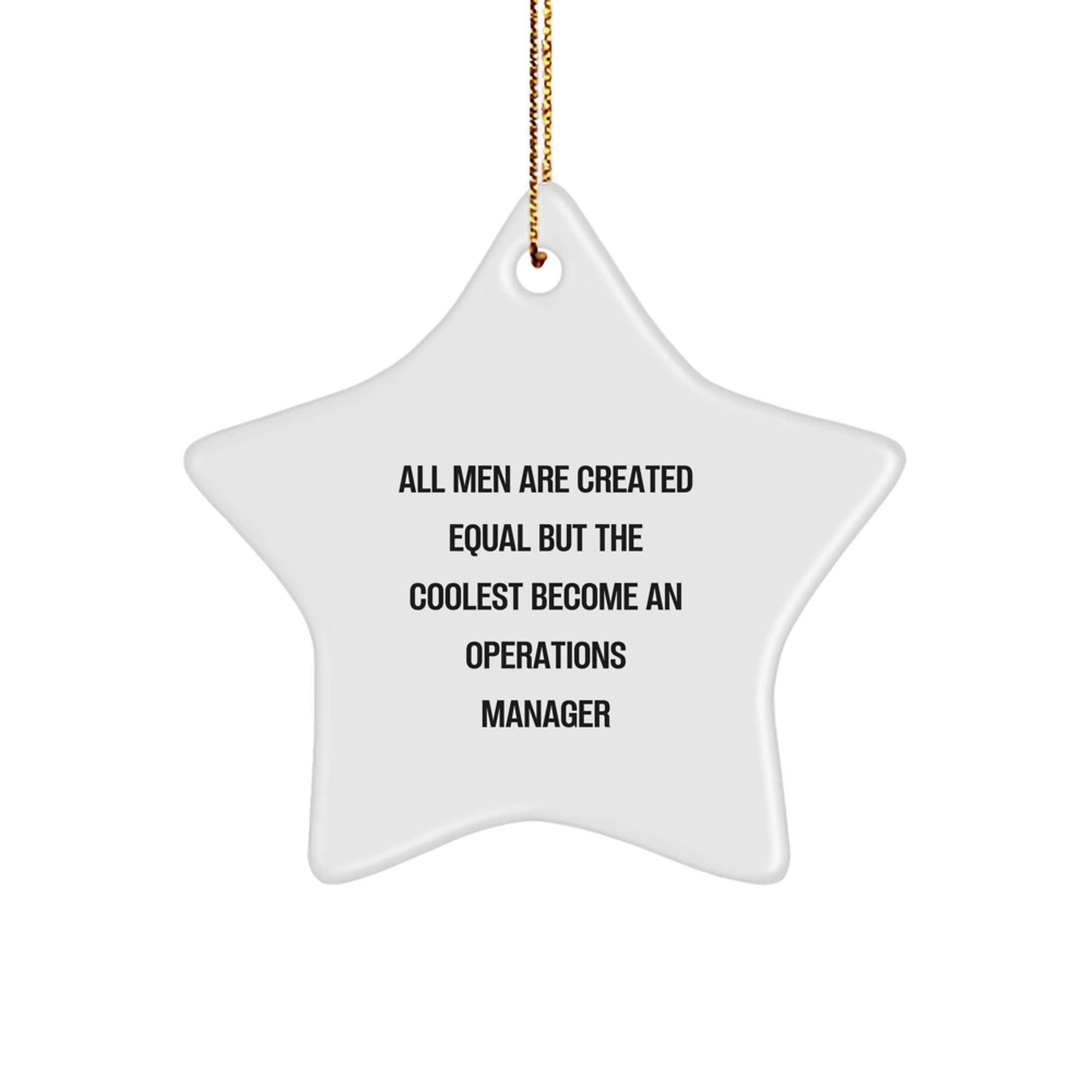 Funny Quote Operations Manager Gifts from Men for Christmas Unique Star Ornaments - White Star Shaped Decoration - Image 1