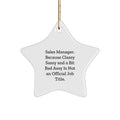 Funny Sales Manager Gifts, Classy Sassy Star Ornament for Christmas Unique Gifts from Coworkers, 'Sales Manager. Because Classy Sassy And A Bit Fearlessy Is Not An Official Job Title.' - Image 1