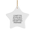 Funny Tax Preparer Gifts from Friends, Christmas Unique Star Ornament, I Can't Fix Stupid But I'm A Fairly Decent Tax Preparer - Image 1